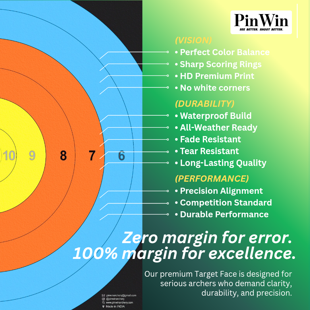 PinWin 122cm Recurve Target Face with 10 scoring rings – World Archery official colors for 70-meter competition and Olympic training – Waterproof and tear-resistant
