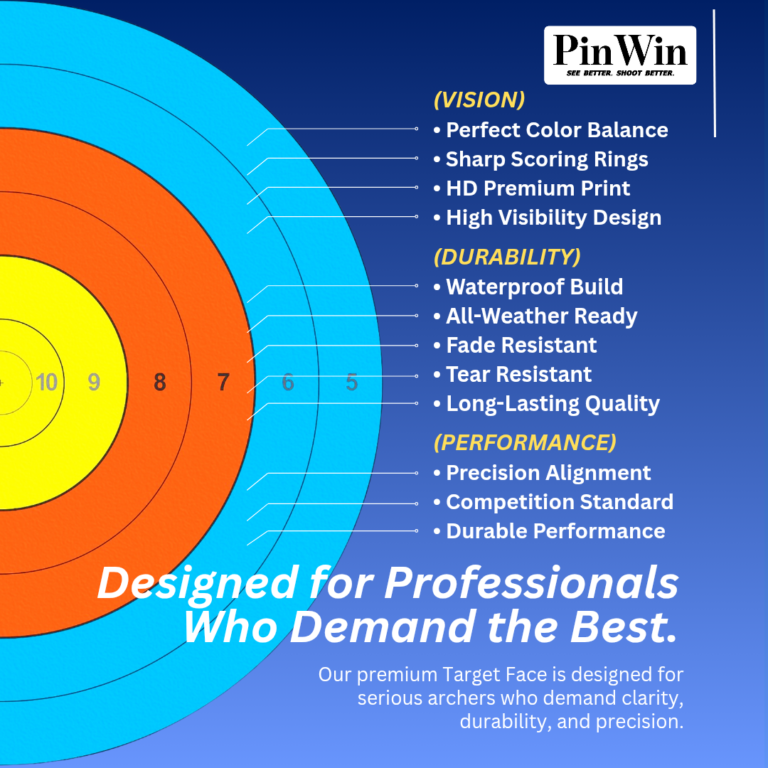 PinWin 80cm Compound Target Face with 6 precision rings – World Archery standard colors, waterproof, and tear-resistant for professional archery practice