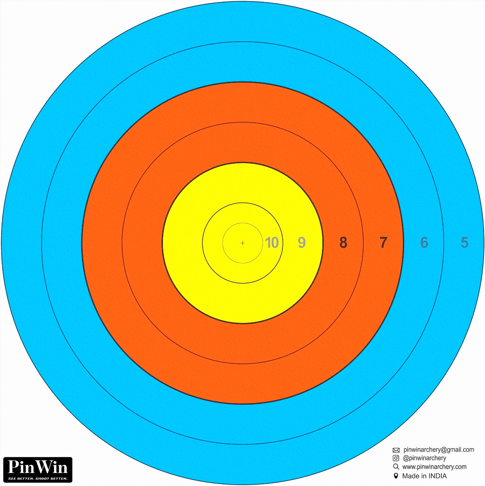 PinWin 80cm Compound Target Face with 6 precision rings – World Archery standard colors, waterproof, and tear-resistant for professional archery practice